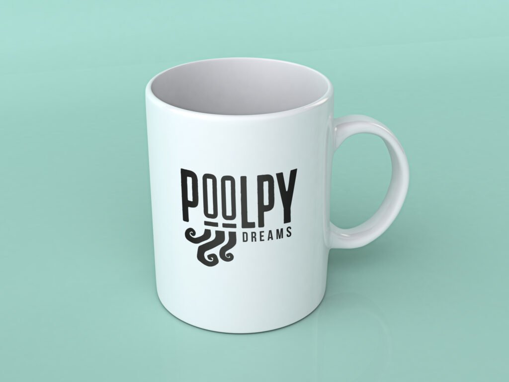 poolpy, logo, produits dérivés, tasse